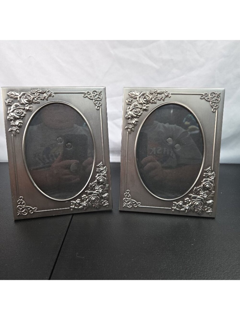Metal Picture Frame Silver Tone Victorian Style Roses Ornate 8x6 Stand/Hang